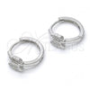 Sterling Silver Huggie Hoop, Butterfly Design, with White Micro Pave, Polished, Rhodium Finish, 02.332.0007.15