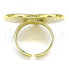Oro Laminado Elegant Ring, Gold Filled Style Evil Eye and Heart Design, Red Enamel Finish, Golden Finish, 01.313.0008 (One size fits all)