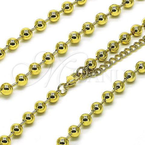 Oro Laminado Fancy Necklace, Gold Filled Style Chunky Design, Polished, Golden Finish, 04.341.0109.16