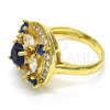 Oro Laminado Multi Stone Ring, Gold Filled Style with Sapphire Blue and White Cubic Zirconia, Polished, Golden Finish, 01.266.0017.1.07 (Size 7)