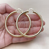 Oro Laminado Extra Large Hoop, Gold Filled Style Hollow Design, Diamond Cutting Finish, Golden Finish, 02.213.0312.60