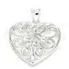 Sterling Silver Fancy Pendant, Heart Design, Polished,, 05.398.0040