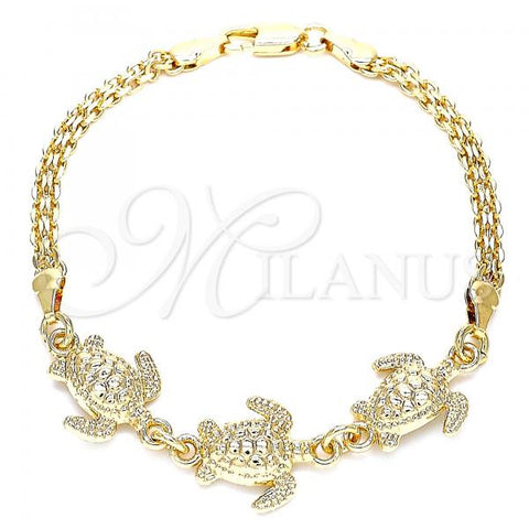 Oro Laminado Fancy Bracelet, Gold Filled Style Turtle Design, Polished, Golden Finish, 03.63.1874.07
