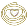 Oro Laminado Pendant Necklace, Gold Filled Style Heart Design, with Ruby Micro Pave, Polished, Golden Finish, 04.156.0301.1.20