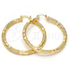 Oro Laminado Large Hoop, Gold Filled Style Hollow Design, Diamond Cutting Finish, Golden Finish, 02.170.0125.50