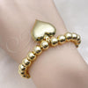 Oro Laminado Fancy Bracelet, Gold Filled Style Heart and Ball Design, Polished, Golden Finish, 03.341.0217.07