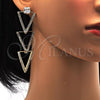 Oro Laminado Long Earring, Gold Filled Style with White Cubic Zirconia and White Crystal, Polished, Golden Finish, 02.268.0006
