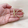 Oro Laminado Huggie Hoop, Gold Filled Style with White Cubic Zirconia, Polished, Golden Finish, 02.204.0060.40