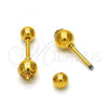 Stainless Steel Stud Earring, with Light Brown Crystal, Polished, Golden Finish, 02.271.0017.4