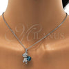 Rhodium Plated Pendant Necklace, Teddy Bear Design, with Blue Zircon and Aurore Boreale Swarovski Crystals, Black Enamel Finish, Rhodium Finish, 04.239.0041.1.16