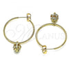 Oro Laminado Medium Hoop, Gold Filled Style with White Crystal, Polished, Golden Finish, 02.63.2736.2.30