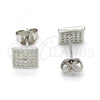 Sterling Silver Stud Earring, with White Micro Pave, Polished, Rhodium Finish, 02.186.0033