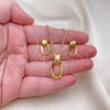 Oro Laminado Earring and Pendant Adult Set, Gold Filled Style Belt Buckle Design, Polished, Golden Finish, 10.342.0160