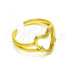 Oro Laminado Multi Stone Ring, Gold Filled Style Heart Design, Polished, Golden Finish, 01.310.0026
