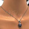 Rhodium Plated Pendant Necklace, Heart Design, with Paradise Shine and Aurore Boreale Swarovski Crystals, Polished, Rhodium Finish, 04.239.0044.10.18