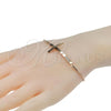 Stainless Steel Fancy Bracelet, Cross and Rat Tail Design, with White Cubic Zirconia, Rose Gold Finish, 03.138.31803.08