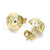 Oro Laminado Stud Earring, Gold Filled Style Diamond Cutting Finish, Golden Finish, 02.100.0122