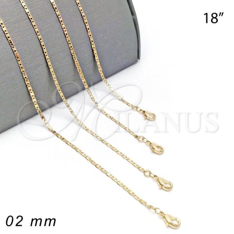 Oro Laminado Basic Necklace, Gold Filled Style Mariner Design, Polished, Golden Finish, 04.213.0051.18