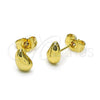 Oro Laminado Stud Earring, Gold Filled Style Teardrop Design, Polished, Golden Finish, 02.195.0266