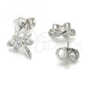 Rhodium Plated Stud Earring, Dragon-Fly Design, with White Cubic Zirconia, Polished, Rhodium Finish, 02.310.0006.1