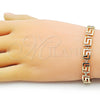 Oro Laminado Fancy Bracelet, Gold Filled Style Greek Key Design, Polished,, 03.213.0273.08