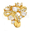 Oro Laminado Multi Stone Ring, Gold Filled Style Teardrop Design, with White Cubic Zirconia, Polished, Golden Finish, 01.210.0043.07 (Size 7)