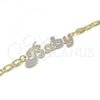 Oro Laminado Fancy Bracelet, Gold Filled Style Nameplate Design, Polished, Tricolor, 03.63.1965.1.08