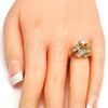 Gold Tone Multi Stone Ring, with White Cubic Zirconia, Polished, Golden Finish, 01.199.0001.07.GT (Size 7)