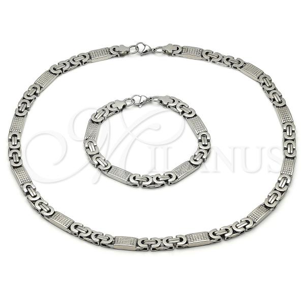 Stainless Steel Necklace and Bracelet, Polished, Steel Finish, 06.116.0049