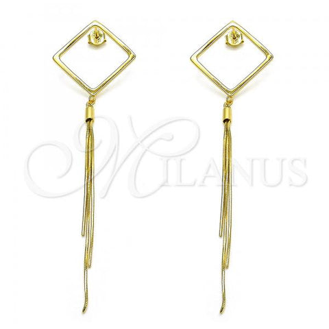 Sterling Silver Long Earring, Polished, Golden Finish, 02.186.0176