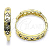 Oro Laminado Huggie Hoop, Gold Filled Style with White Cubic Zirconia, Polished, Golden Finish, 02.204.0045.35