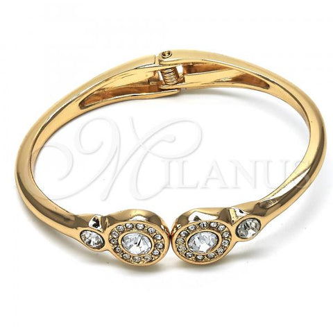 Oro Laminado Individual Bangle, Gold Filled Style with White Crystal, Polished, Golden Finish, 07.307.0002.05 (04 MM Thickness, Size 5 - 2.50 Diameter)