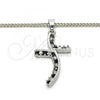 Rhodium Plated Pendant Necklace, with Black and White Cubic Zirconia, Polished, Rhodium Finish, 04.284.0014.6.22