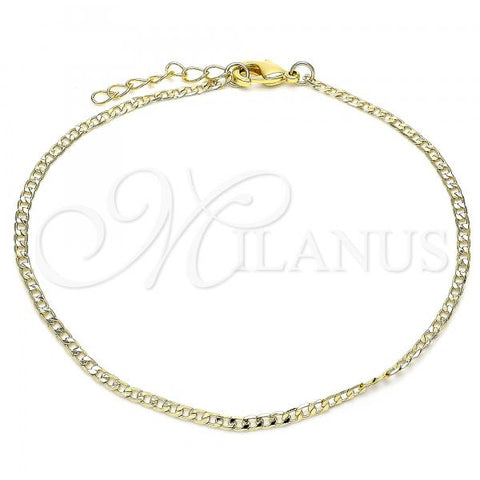 Oro Laminado Basic Anklet, Gold Filled Style Curb Design, Polished, Golden Finish, 5.222.008.10