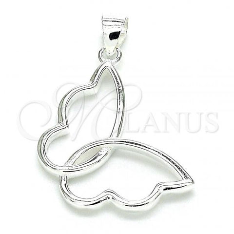 Sterling Silver Fancy Pendant, Butterfly Design, Polished,, 05.398.0037