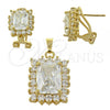 Oro Laminado Earring and Pendant Adult Set, Gold Filled Style with  Cubic Zirconia, Golden Finish, 5.055.005