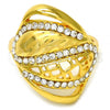 Oro Laminado Multi Stone Ring, Gold Filled Style with White Crystal, Polished, Golden Finish, 01.241.0020.08 (Size 8)