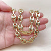 Oro Laminado Fancy Necklace, Gold Filled Style Puff Mariner Design, Polished, Golden Finish, 04.213.0345.24
