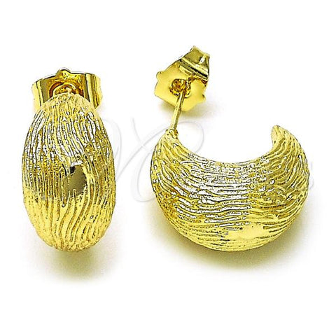 Oro Laminado Stud Earring, Gold Filled Style Diamond Cutting Finish, Golden Finish, 02.260.0024