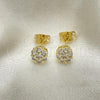 Oro Laminado Stud Earring, Gold Filled Style with White Cubic Zirconia, Polished, Golden Finish, 02.213.0358.2