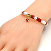 Oro Laminado Individual Bangle, Gold Filled Style Ladybug Design, with White Crystal, Red Enamel Finish, Golden Finish, 07.254.0003.1.03 (06 MM Thickness, Size 3 - 2.00 Diameter)