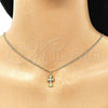 Oro Laminado Pendant Necklace, Gold Filled Style Cross Design, with White Cubic Zirconia, Polished, Golden Finish, 04.362.0036.18