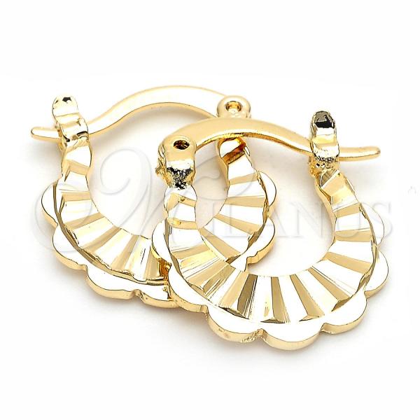 Oro Laminado Small Hoop, Gold Filled Style Diamond Cutting Finish, Golden Finish, 5.159.058