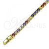 Oro Laminado Charm Bracelet, Gold Filled Style with Multicolor Cubic Zirconia, Polished, Golden Finish, 03.130.0001.8.07