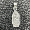 Sterling Silver Religious Pendant, Guadalupe Design, Polished, Silver Finish, 05.392.0069