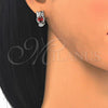 Rhodium Plated Stud Earring, Owl Design, with Garnet and White Cubic Zirconia, Polished, Rhodium Finish, 02.210.0161.5