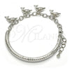 Rhodium Plated Charm Bracelet, Dolphin and Hollow Design, with White Crystal, Polished, Rhodium Finish, 03.63.1829.2.08