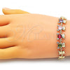 Oro Laminado Fancy Bracelet, Gold Filled Style Teddy Bear Design, with Multicolor Cubic Zirconia and White Micro Pave, Polished, Golden Finish, 03.283.0281.07