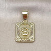 Oro Laminado Fancy Pendant, Gold Filled Style Initials Design, Polished, Golden Finish, 05.411.0042