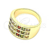 Oro Laminado Multi Stone Ring, Gold Filled Style with Multicolor Cubic Zirconia, Polished, Golden Finish, 01.346.0017.1.07